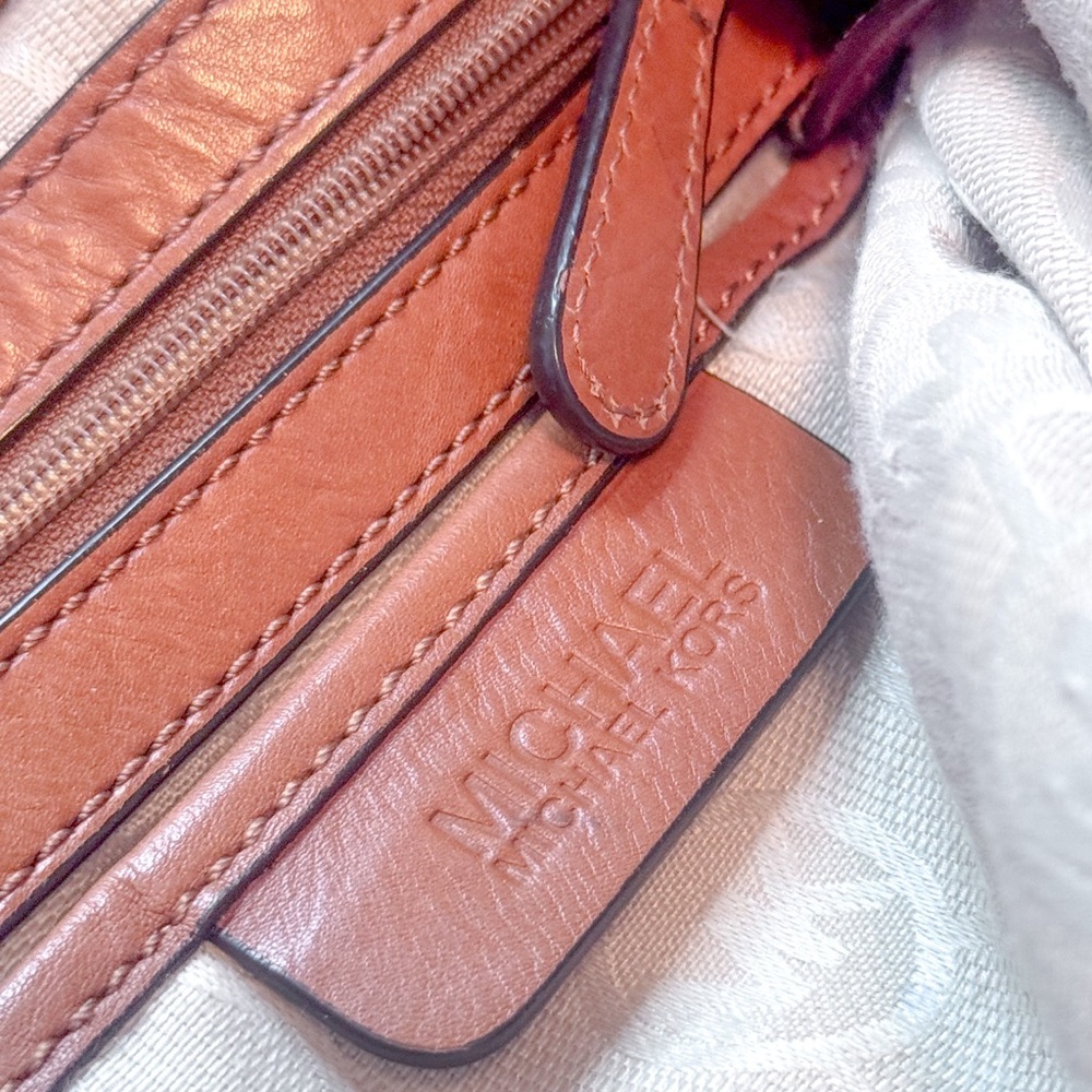 Michael Kors Gold Metallic Shoulder Bag with Brown Leather Accents - Picture 8 of 16